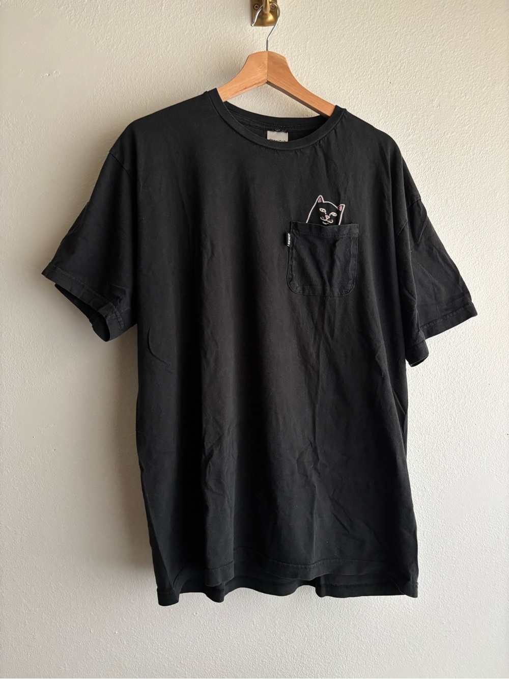 RIPNDIP Lord Nermal Pocket T Shirt Mens XL Black Cat Skate Streetwear Tee